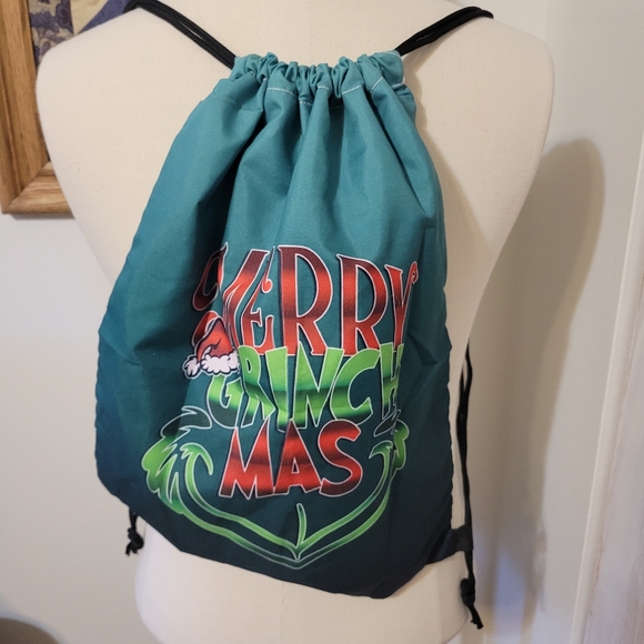 Merry Grinchmas drawstring Cinch Bag Backpack, Christmas 💚 C4 - Picture 6 of 7